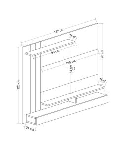 Parete Porta TV Lawrance 157 color Noce Antracite 157x21x120 cm