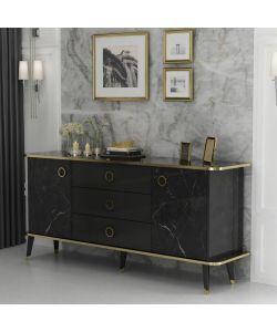 Madia Bienmadia 180 2 ante e 3 cassetti effetto marmo nero oro