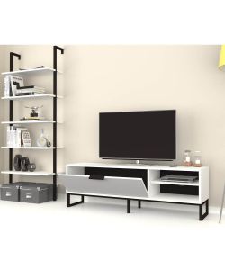 Parete attrezzata porta tv e libreria Way bianca