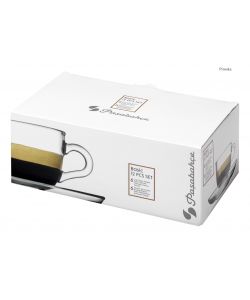 Pasabahce Set 6 Tazzine Caff� Vetro Trasparente 90ml con Piattini