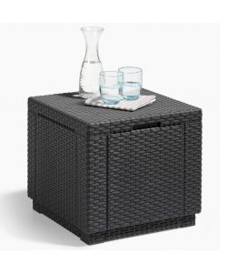 Keter Cubo Pouf Portaoggetti Grafite 213816