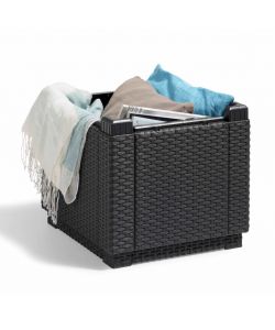 Keter Cubo Pouf Portaoggetti Grafite 213816