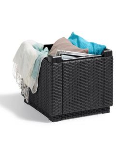 Keter Cubo Pouf Portaoggetti con Cuscino Grafite