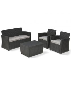 Keter Set da Esterno Mia - Grafite - Rattan Arrotondato