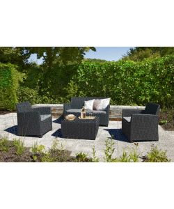 Keter Set da Esterno Mia - Grafite - Rattan Arrotondato