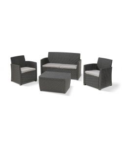Keter Set da Esterno Mia - Grafite - Rattan Arrotondato