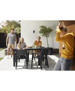 Keter Tavolo da Esterno Julie Resina Grafite 147x90 cm per 6 Persone