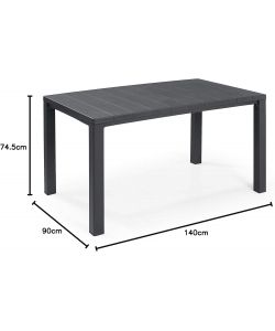 Keter Tavolo da Esterno Julie Resina Grafite 147x90 cm per 6 Persone
