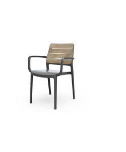 Keter Sedia Porto Grafite - Schienale Effetto Legno - 56,6x53,5x82h cm