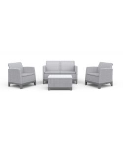 Keter Lounge Set Scandi Forma Juta Grigio Chiaro 2 Poltrone, Divano e Tavolino