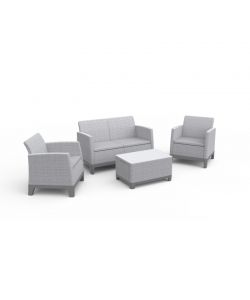 Keter Lounge Set Scandi Forma Juta Grigio Chiaro 2 Poltrone, Divano e Tavolino
