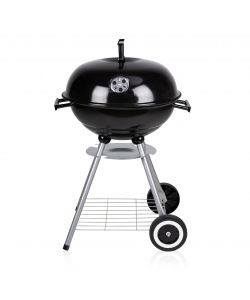 BBQ Barbecue Nero Tondo 2 Ruote con Coperchio e Griglia - 50x49x73 cm