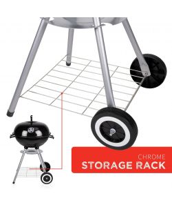 BBQ Barbecue Nero Tondo 2 Ruote con Coperchio e Griglia - 50x49x73 cm