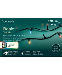 Lumineo Luci di Natale Multicolore 120 LED - Timer e 8 Effetti - 900 cm