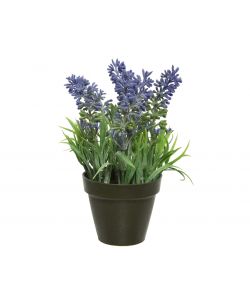 Lavanda finta ed erbe in vaso di vetro affusolato 40 cm -  Italia