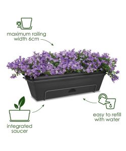 Elho Fioriera da Balcone 30 cm Mild Terra - Sottovaso Integrato, Resistente