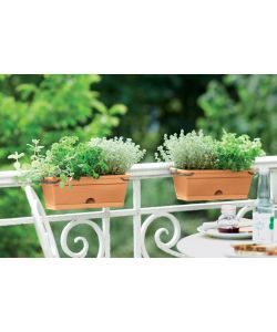 Elho Fioriera da Balcone 30 cm Mild Terra - Sottovaso Integrato, Resistente