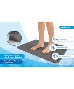 EURO MARKETING MANUFACTURING Tappeto Antiscivolo Multiuso Grigio 60x39 cm