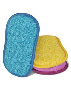 Set 3 Spugne Microfibra Ergonomiche per Pulizia Domestica