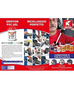 Griffon Colla PVC Gel Trasparente 500 ml per Tubi e Raccordi PVC