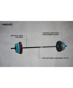 Avento Set Bilanciere Regolabile 20 kg Nero Blu e Grigio