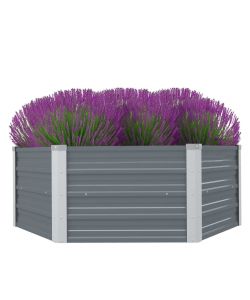 Letto di Coltura Rialzato 129x129x46 cm Acciaio Zincato Grigio