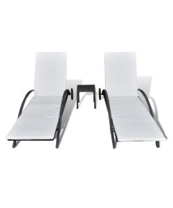 Lettini Prendisole con Tavolino in Polyrattan Nero 42497