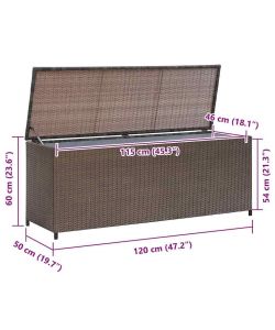 vidaXL Baule da Giardino in Polyrattan - Marrone - 120x50x60 cm