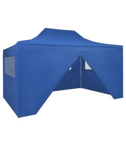 Tenda Pieghevole Pop-Up con 4 Pareti Laterali 3x4,5 m Blu