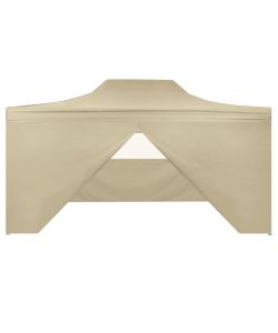 Tenda Pieghevole Pop-Up 4 Pareti Laterali 3x4,5 m Bianco Crema