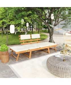 Panca da Giardino con Cuscini 2-in-1 190 cm in Massello Acacia