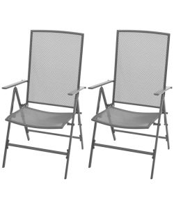 Sedie da Giardino Impilabili 2 pz in Acciaio Grigio