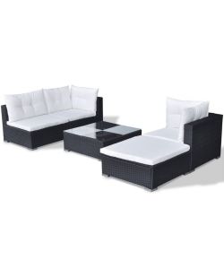 vidaXL Set Divani da Giardino in Polyrattan - Grigio - 5 pz