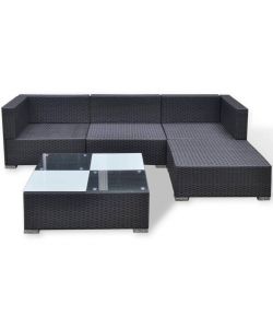 vidaXL Set Divani da Giardino in Polyrattan - Grigio - 5 pz