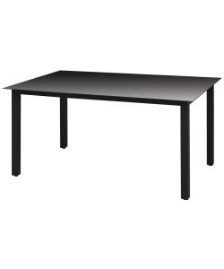 Tavolo da Giardino Nero 150x90x74 cm in Alluminio e Vetro