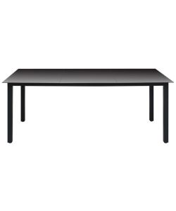 Tavolo da Giardino Nero 190x90x74 cm in Alluminio e Vetro