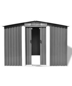 Capanno per Attrezzi in Metallo Grigio 257x205x178 cm