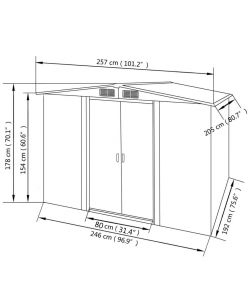 vidaXL Casetta da Giardino in Metallo - Verde - 257x205x178 cm