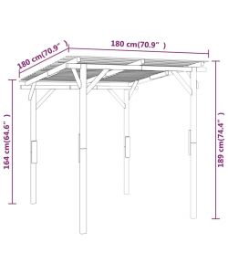 Tettoia da Giardino in Legno Pino Impregnato - Marrone - 170x170x180 cm
