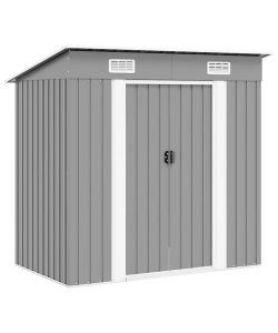 Capanno da Giardino Grigio in Metallo 190x124x181 cm