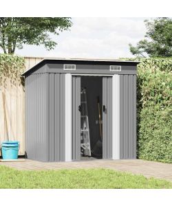 Capanno da Giardino Grigio in Metallo 190x124x181 cm