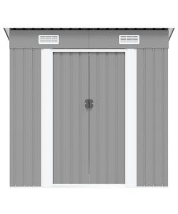 Capanno da Giardino Grigio in Metallo 190x124x181 cm