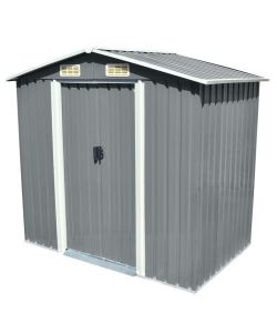 Capanno per Attrezzi in Metallo Grigio 204x132x186 cm