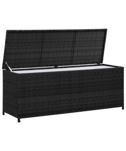 Baule da Giardino Nero 150x50x60 cm in Polyrattan
