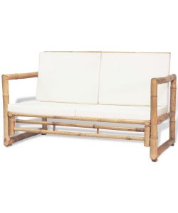 vidaXL Set Divani da Giardino in Bamb con Cuscini - Marrone