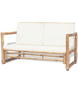 vidaXL Set Divani da Giardino in Bamb con Cuscini - Marrone