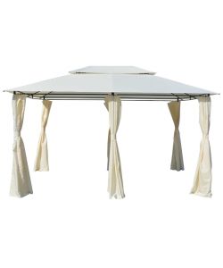 Gazebo da Giardino con Tende 4x3 m Bianco