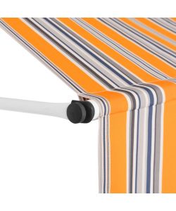 Tenda da Sole Retrattile Manuale 300 cm a Strisce Blu e Gialle