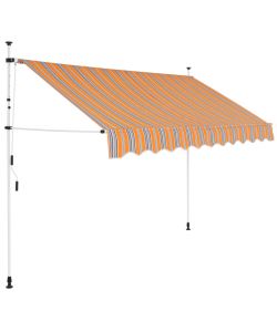 Tenda da Sole Retrattile Manuale 300 cm a Strisce Blu e Gialle