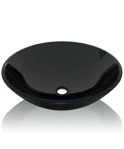Lavandino in Vetro Temperato 42 cm Nero
